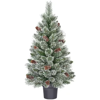 Black Box Trees Vandans künstlicher Weihnachtsbaum im Topf – Christmas Tree H90 x Ø48 cm – mit Tannenzapfen – Grün Frosted