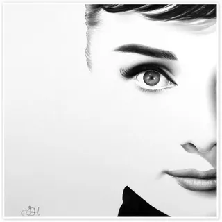 Posterlounge Audrey Hepburn I Poster | 30 x 30 cm von Ileana Hunter Schwarz-Weiß Wandbilder Wanddeko