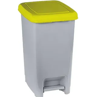Treteimer Orgavente SLIM Tretmülleimer grau-gelb 60 L Abfalleimer mit Beuteleimer aus Kunststoff, HACCP-konform