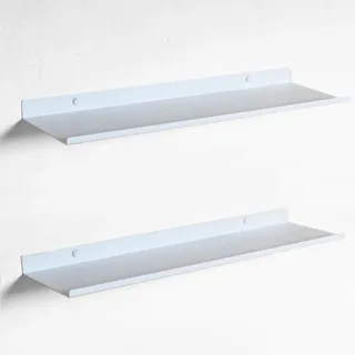 MILUKA Wandregal Schwarz aus Metall 50cm, 2er Set, schwebend & stabil | 15 cm Tiefe, Schweberegal modular, Badregal & Küchenregal, Hängeregal für Bücher, Organisation & Deko, Made in Spain