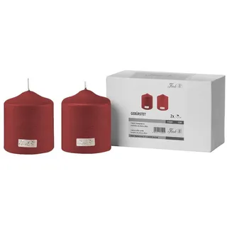 Fink Stumpenkerze CANDLE 2er Set Stumpenkerzen - rot - Paraffin - H. 10cm x B. 8cm (1-tlg., Dicke Kerzen - Großkerzen), Säulenkerzen Blockkerzen Zylinderkerzen - Elegante Standkerzen rot