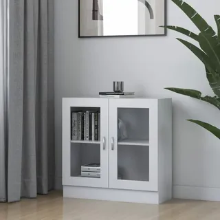 Festnight Vitrinenschrank Bücherschrank Mit Glastüren Aktenschrank Glastür Glasvitrine Stehend Vitrine Schrank Weiß 82,5x30,5x80 cm Holzwerkstoff