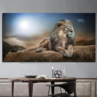5D Diamant Painting Bilder Groß Löwe DIY Erwachsene und Kinder Volle Bohrer Diamond Painting Large Kits Kristall Strass Stickerei Kreuz Stich Art Home Wall Dekor Geschenk(40x80cm/16x32in Square Drill)