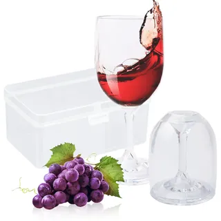 2er Weingläser To Go, inklusive Transportbox, 200ml Camping Weinglaser 2er Set, Unzerbrechlich Weissweingläser Moderne Rotweingläser für Camping, Poolpartys, Gartenpartys, Festivals und Picknicks