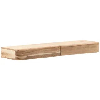 Wohnling Wandregal 80x20x8 cm Akazie Massivholz mit 2 Schubladen | Schweberegal mit Stauraum, Hängeregal für Flur und Wohnzimmer, Wandboard Echtholz, handgefertigt, jedes Regal ein Unikat