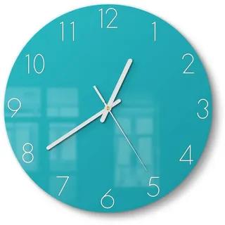DEQORI Wanduhr 'Unifarben - Türkis' (Glas Glasuhr modern Wand Uhr Design Küchenuhr) grün 30 cm x 30 cm