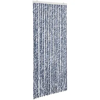 vidaXL Insektenschutz Vorhang Flauschvorhang Plüschvorhang Türvorhang Fadenvorhang Fliegenschutz Wohnwagen Camping Blau Weiß 56x200cm Chenille