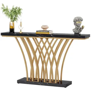 Tribesigns Konsolentisch Gold Konsolentisch, 150 x 29.5 x80 cm Moderner Eingangstisch schwarz