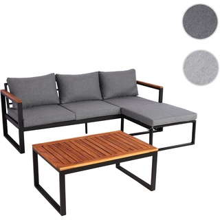Garten-Garnitur HWC-L26b, Gartenlounge Sitzgruppe Lounge-Set Sofa, Aluminium Akazie Holz MVG-zertifiziert ~ dunkelgrau
