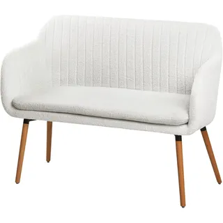 Beliani Modernes 2-Sitzer Küchensofa Bouclé Creme weiß mit Holzbeinen Taby