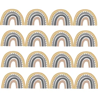 Pandawal Mini Regenbogen Wandsticker Set für Baby und Kinderzimmer kleine Deko Regenbogen Wandtattoos für Mädchen und Jungen Wanddeko (Senf Grau, 16)