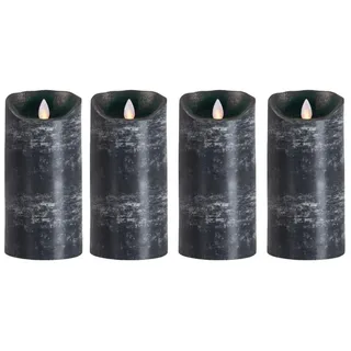 SOMPEX LED-Kerze 4er Set Flame LED Kerzen anthrazit 18cm (Set, 4-tlg., 4 Kerzen, Höhe 18cm, Durchmesser 8cm), mit Timer, Echtwachs, täuschend echtes Kerzenlicht ⌀ 2 Jahre Gewährleistung - mind. 14 Tage Rückgaberecht - Schwarz