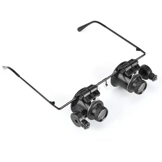 Lupenbrille mit Licht, 20X Brillenlupe Uhrenreparaturlupe Uhrmacherlupe Juwelierlupen mit LED-Licht Verstellbare Halterung 2 LED Lichts für Lesen Elektriker Nähen Handwerk Juweliere
