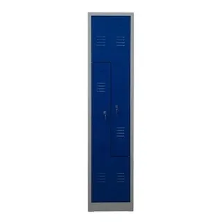 PROREGAL Garderobenspind Camel | 2-Fächer-Z-Design| HxBxT 180x41x50 cm | Zylinderschloss | Grau-Blau