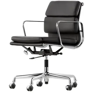 Vitra Bürodrehsessel Soft-Pad Leder Premium F schwarz, Designer Charles & Ray Eames, 58x81.5-92.5x57-65 cm