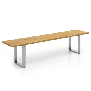 Niehoff Oak Edition Bank Wildeiche Edelstahl gebürstet 200cm