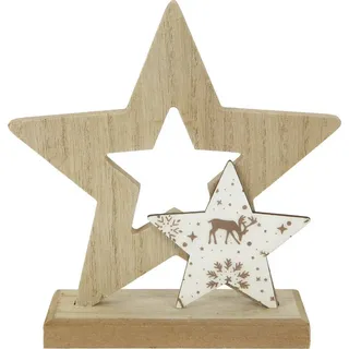Trendline Holzstern 15 x 5 x 15,5 cm beige/braun