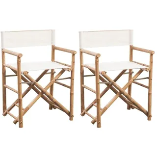 vidaXL Klappbarer Regiestuhl Gartenstuhl-Set 58 x 48 x 89 cm weiß/braun 2 St.