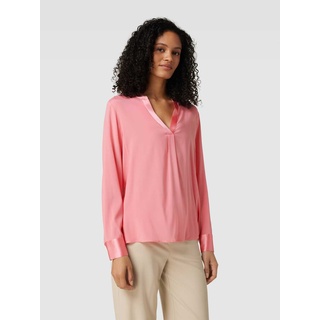 Bluse mit V-Ausschnitt in unifarbenem Design, Pink, 44