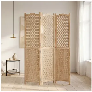 Homestyle4u Paravent Raumteiler 3 teilig Holz Trennwand spanische Wand Sichtschutz Natur