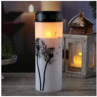 MARELIDA LED Pusteblume Grabkerze Trauerlicht Gedenklicht Friedhofkerze batteriebetrieben aus Kunststoff (2x Blume 21cm,