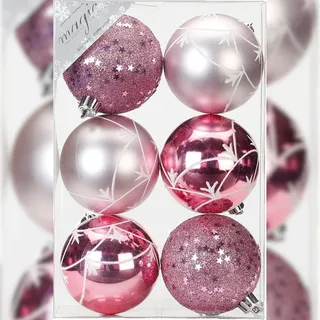 Holly & Jolly 6 Weihnachtskugeln 8cm Kunststoff Christbaumkugeln Weihnachtsbaumkugeln rosa