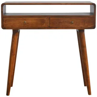 Artisan Furniture Konsolentisch, Braun, Holz, Echtholz,Mangoholz, Holz Optik, 2 Schubladen, Rechteckig, 90x90x35 cm, FSC 100%, Handmade in India, Wohnzimmer, Wohnzimmertische, Konsolentische