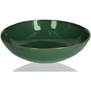 Rose e Tulipani Suppenteller Steingut Teller tief 21cm Pastateller mediterraner Vintage Look (Verde Bosco/Grün)