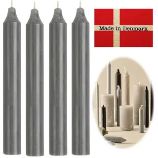 LS-LebenStil Tafelkerze Exklusive Stabkerzen Ribe Rustik 4 ́er Set Grau 18x2,2cm (Made in Denmark - iB Laursen Denmark - Unparfümiert Spitzkerzen Tafelkerzen, 4-tlg., für Tischdeko Hochzeit Taufe Advent Weihnachten) grau