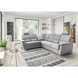Home Affaire Ecksofa »Pisa L-Form, mit Schlaffunktion, Stauraum, 2x höhenverstellbare«, Kopfstützen und Relaxfunktion im Eckelement grau