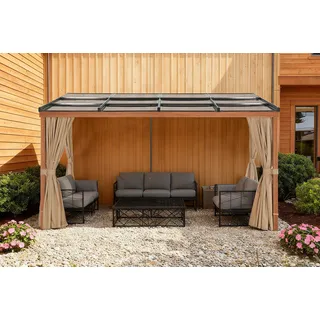 KONIFERA Anbaupavillon Bilbao, Terrassenüberdachung, verschiedene Maße, ohne Seitenteile braun 360 cm x 252 cm