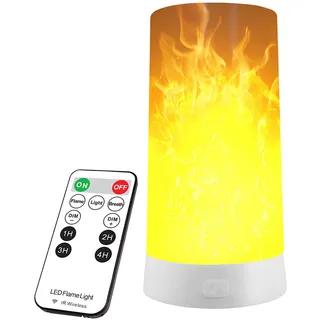 LOVUMMOR LED Flamme Lampe mit Fernbedienung Timer, USB Wiederaufladbar Flammeneffekt Nachtlicht Wasserdicht LED Kerzen Flackernde Flammen Lampe für Weihnachten, Halloween, Party (Gelb, 1 Stück)