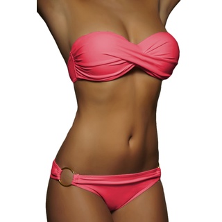 ALZORA Push Up Bandeau Twist Bikini Set Damen Pushup Badeanzug VIELE Bunte Farben und Größen Top + Hose Set, 50001 (XS, A16) - XS
