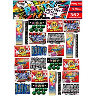 h2i Knaller Knatter Premium Mix | 362 Teile | 8fach Sortiert & handverlesen| Partyspaß für Klein & Groß I für Silvester Halloween & Partys | Kinder & Jugendfeuerwerk | b | Ganzjahresfeuerwerk Kat. F1