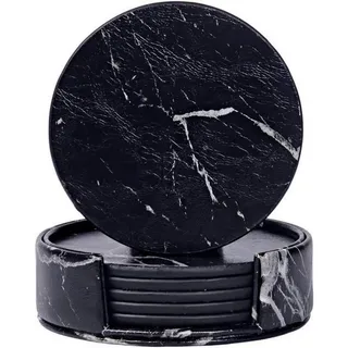 luxuskollektion Homcomodar PU Leder Untersetzer Schwarz Marmormuster Set