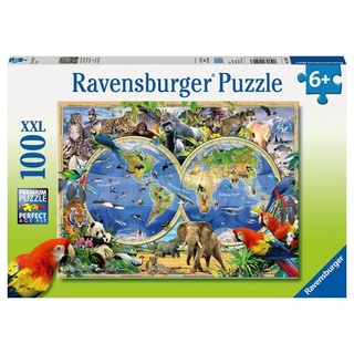Ravensburger Kinderpuzzle - 10540 Tierisch Um Die Welt - Puzzle-Weltkarte Für Kinder Ab 6 Jahren  Mit 100 Teilen Im Xxl-Format