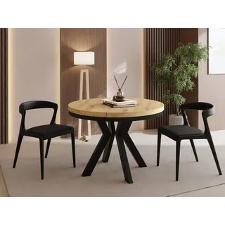 WFL GROUP Runder Ausziehtisch 80-130 x 77 cm Hellbraun