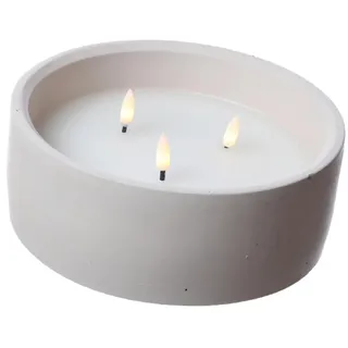MARELIDA XXL LED Kerze Betonoptik Zement Wachs 3 Docht Flamme Timer D: 20cm