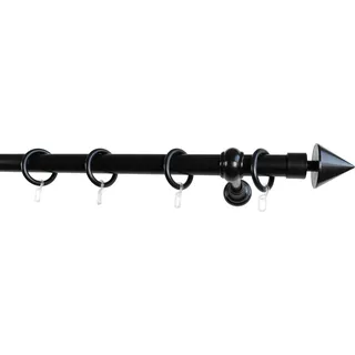 GARESA Gardinenstange GARESA "SEMARA", schwarz, L:120cm Ø:28mm, Holzwerkstoff, Kunststoff, Gardinenstangen, Vorhanggarnitur, Kunststoff, verlängerbar, mit Ringe/2 Lauf Gleiter