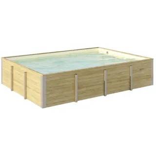 Weka Massivholzpool Siargao Gr. 2 - 45 mm - 416 x 540 cm Poolfolie: sand