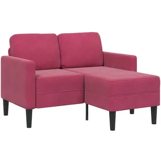 vidaXL Ecksofa Samt 2-Sitzer Weinrot