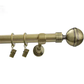 Fenster DEKOR Gardinenstange Gold Antik - Gordijnroede 140 cm - Elegante Modern Vorhangstange - 1-läufig stange vorhang - Karniesabschluss wählbar - Vorhang Stangen Gold Antik Kula Lux