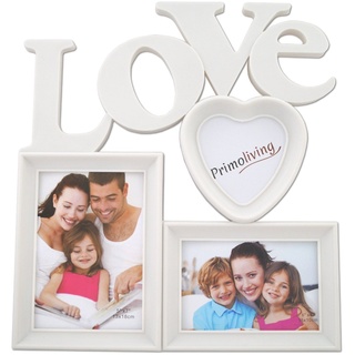 PrimoLiving Love Bildergalerie mit Herz in 3D Optik Bilderrahmen 3 Bilder Weiß P-282