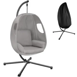 Tectake tectake® Hängesessel, Anika mit Gestell und Kissen 160kg