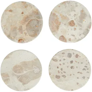 BUTLERS Untersetzer Marble 4er-Set in Beige Keramik, 10x10 cm, Wohntextilien, Tischwäsche, Untersetzer