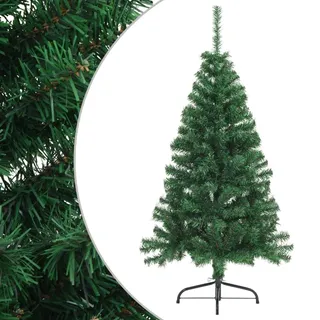 vidaXL Künstlicher Halber Weihnachtsbaum mit Ständer Christbaum Tannenbaum Dekobaum Kunstbaum Weihnachten Dekoration Weihnachtsdeko Grün 150cm PVC