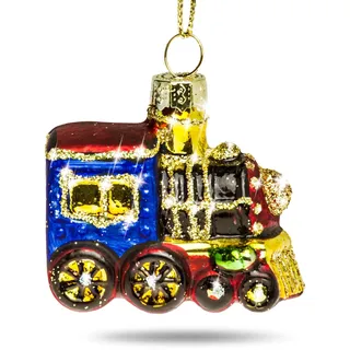 SIKORA Lokomotive Bunt besondere Weihnachtskugel Glas Christbaumschmuck Deko Figur Weihnachten Anhänger Ornament - Trend Line - BS395