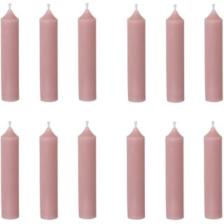 IB Laursen 12x Stabkerzen in Rosa Malva 11 cm - Kerzen aus Paraffin - Leuchterkerzen Spitzkerzen für Kerzenstände Wachskerzen