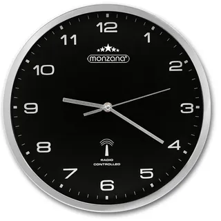 monzana Funk Wanduhr 31 cm 31 silber/schwarz