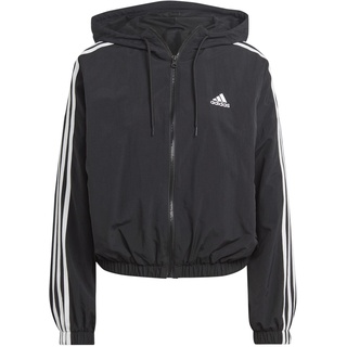 Adidas Essentials Damen 3-Streifen Windjacke schwarz/weiß